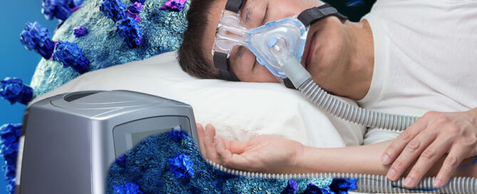 CPAP machine shown in use for treating OSA - IMAGE